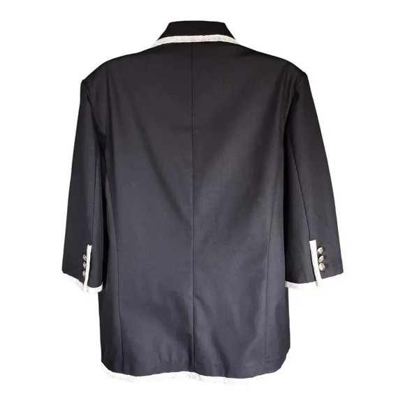 Ava Molli Wool Top Jacket 3/4 Sleeve Button Front Black White Womens Small - Picture 4 of 8